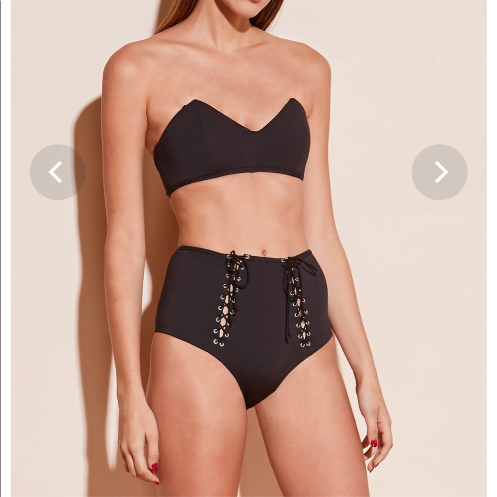 Fleur du mal black LACING BACK BANDEAU bikini top